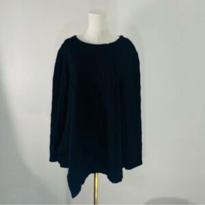 Niche Nilgun Derman Black Asymmetrical Raised Dot Tunic Top Size XL